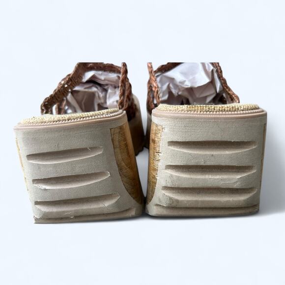 Vintage 90s Y2K SODA Braided Chunky Platform Wedge Sandals Womens Size 9 10 Boho - Picture 5 of 14